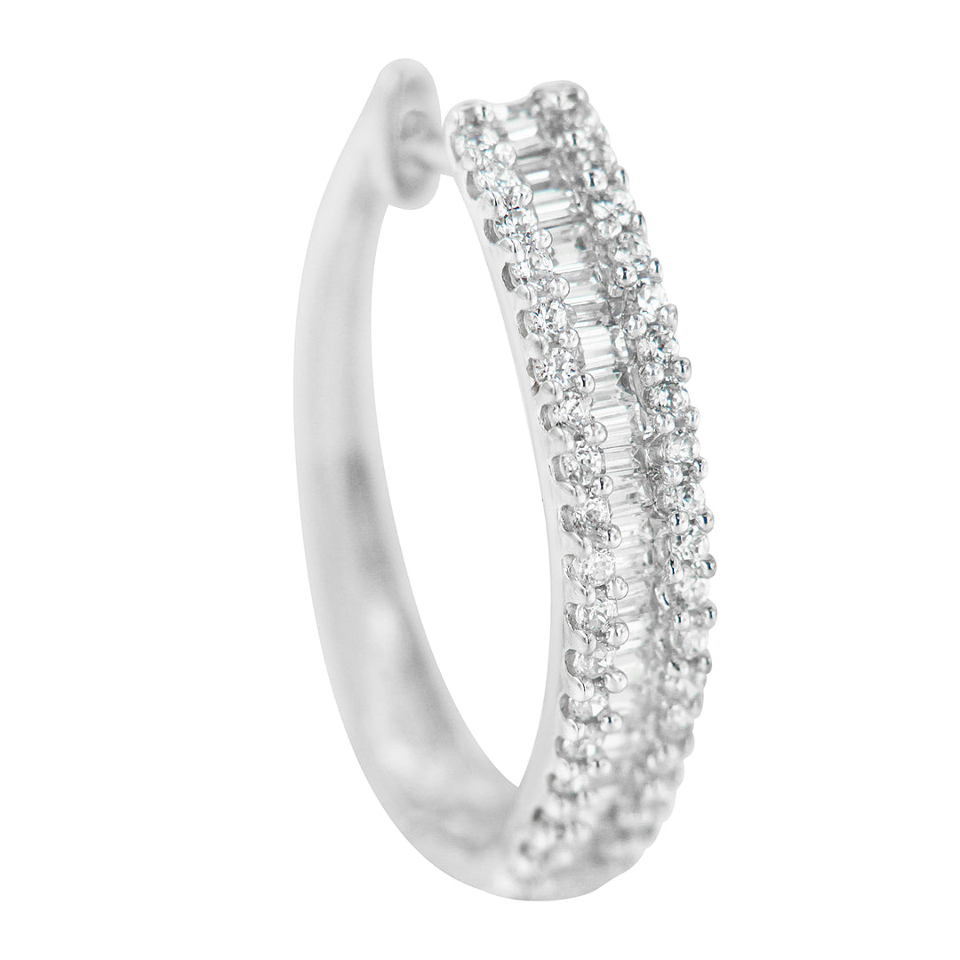 Pendientes de aro de oro blanco de 10K con diamantes (3/4 cttw, color I-J, claridad I2-I3)