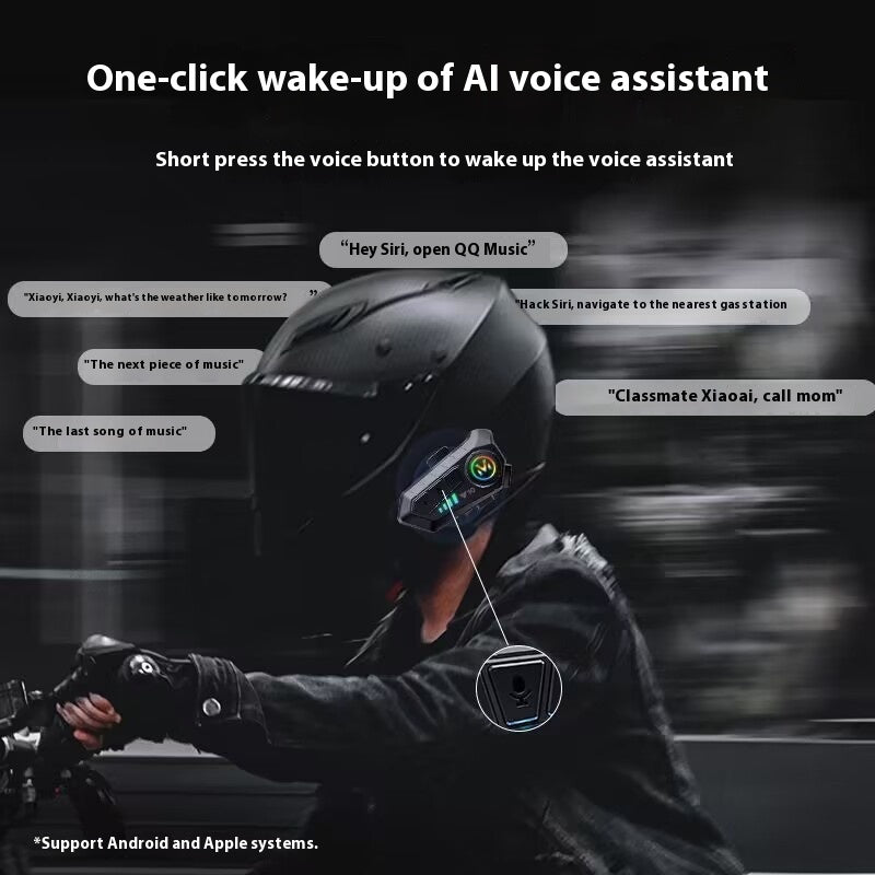 Helmet Attachable Bluetooth Headset Intercom Built-in Integrated Waterproof Motorcycle Take-out Rider Full Face Helmet Half Helmet High Sound Quality