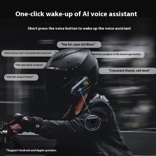 Helmet Attachable Bluetooth Headset Intercom Built-in Integrated Waterproof Motorcycle Take-out Rider Full Face Helmet Half Helmet High Sound Quality