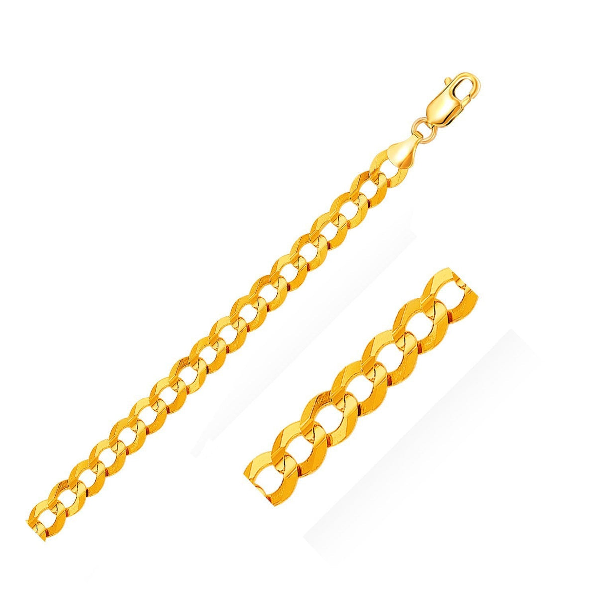 Pulsera maciza de oro amarillo de 14k, diseño "Curb", 10.0mm