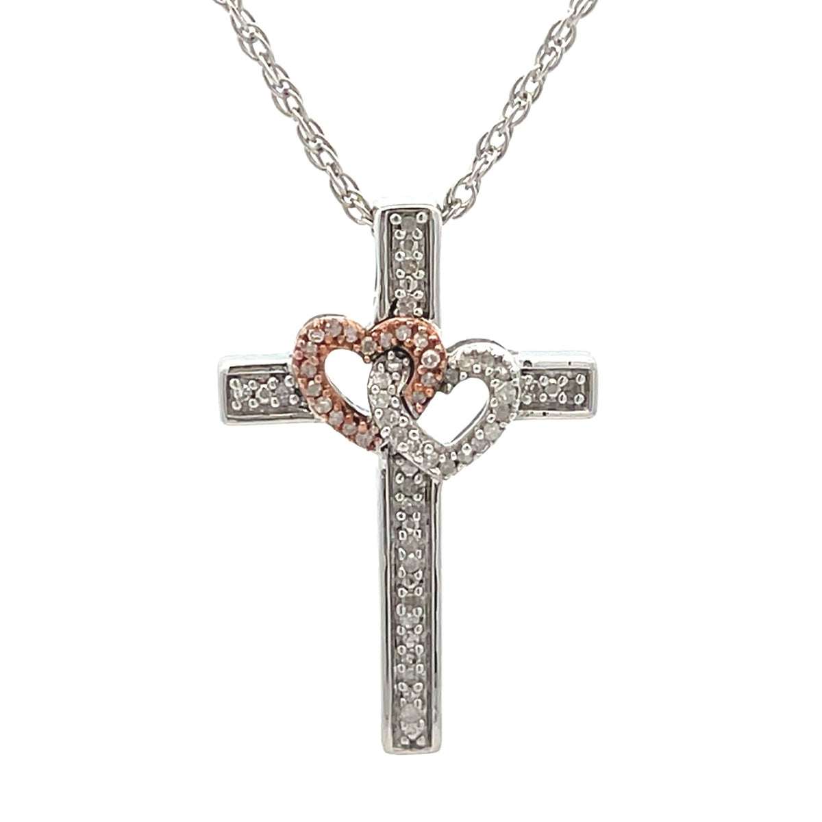 Colgante religioso de cruz de plata de ley de 10 kt y .11 quilates