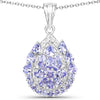 2.64 Carat Genuine Tanzanite and White Topaz .925 Sterling Silver Pendant