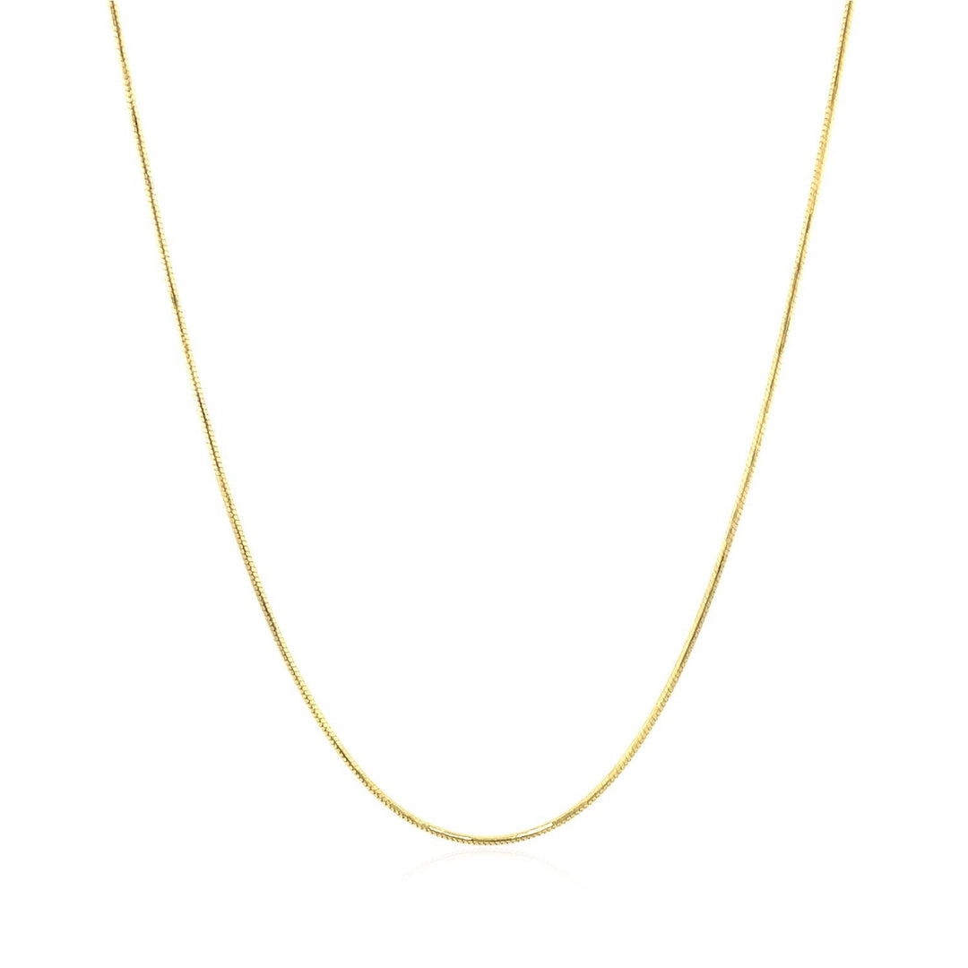 Cadena redonda de serpiente de oro amarillo de 14k de 0.7mm