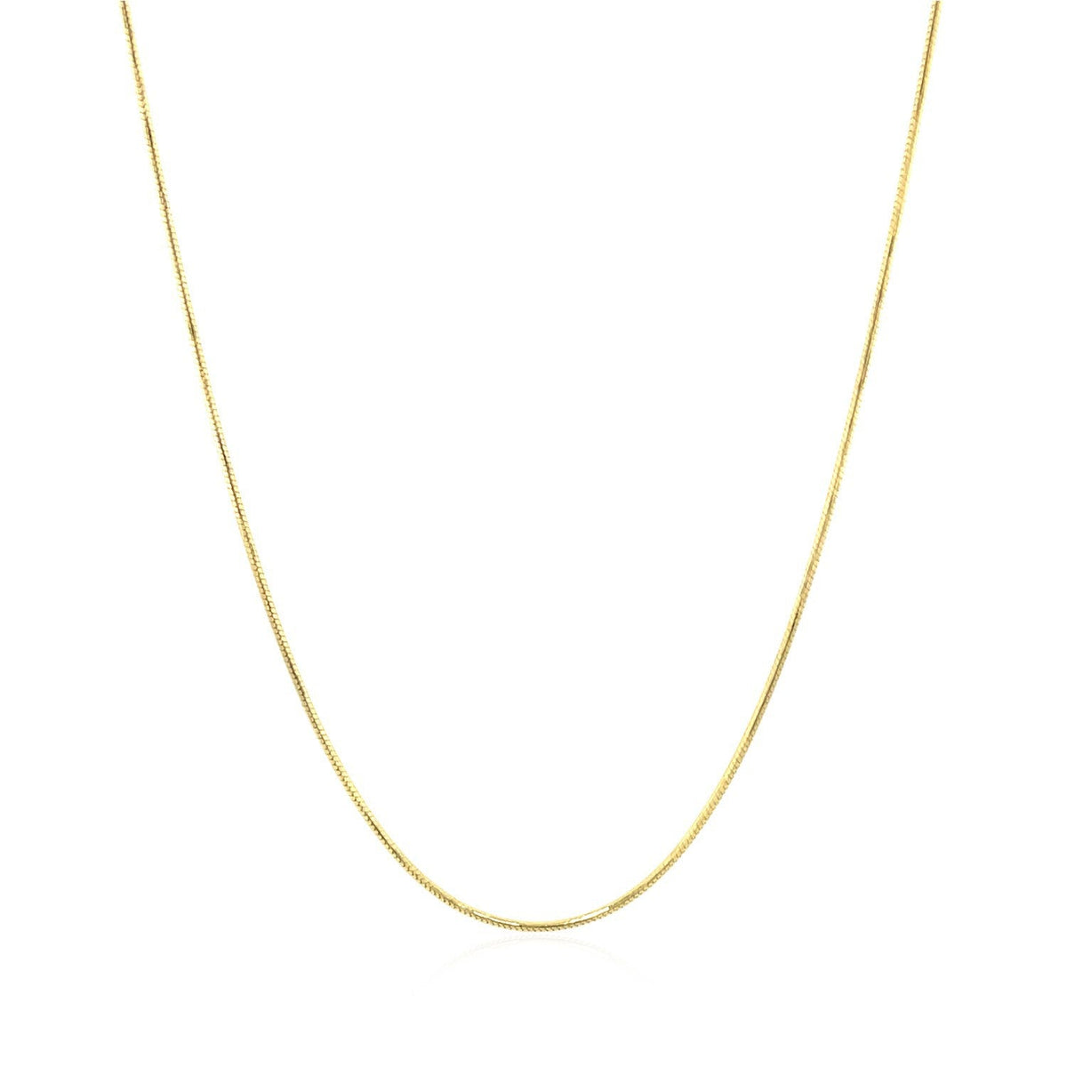Cadena redonda de serpiente de oro amarillo de 14k de 0.7mm