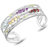 Brazalete de plata de ley .925 con varias piedras genuinas de 4,82 quilates