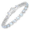 7.71 Carat Genuine Aquamarine and White Diamond .925 Sterling Silver Bracelet