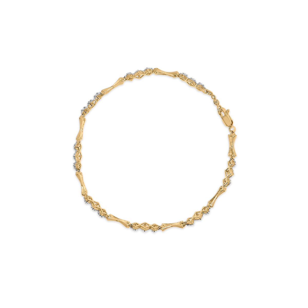 Pulsera de oro de 10k con diamantes de 1/3 Cttw con engaste milagro de barras y eslabones alternados (color I-J, claridad I1-I2) - 7.75 pulgadas