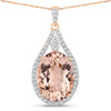 Colgante de oro rosa de 14 quilates con morganita genuina de 9,31 quilates y diamantes blancos
