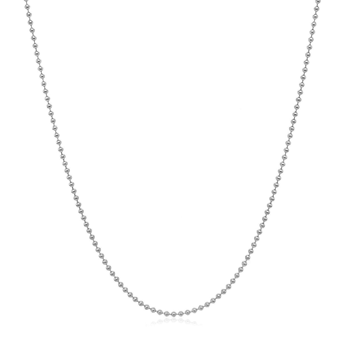 Cadena de bolas de oro blanco de 14k de 1.0mm