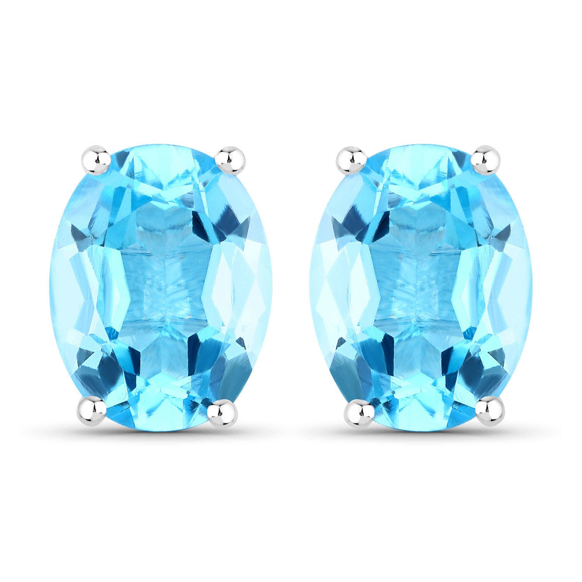 Pendientes de topacio azul suizo auténtico de 4,00 quilates de plata de ley .925