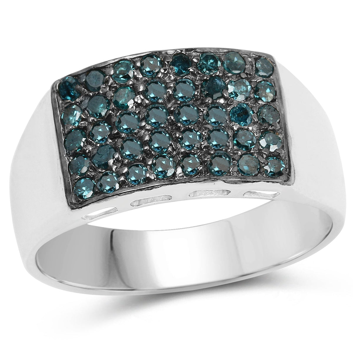 Anillo de plata de ley .925 con diamante azul genuino de 0,48 quilates
