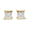 Pendientes de tuerca de oro amarillo de 14K con diamantes naturales marrones de corte princesa de 5/8 Cttw y 4 puntas (color marrón, claridad SI2-I1)