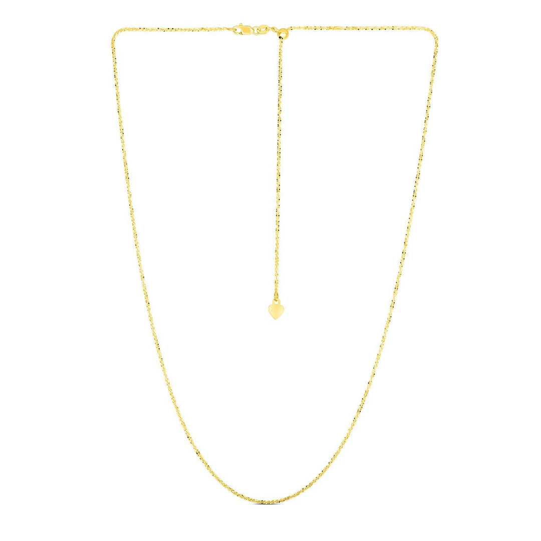 14k Yellow Gold Adjustable Sparkle Chain 1.5mm
