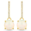 1.06 Carat Genuine Ethiopian Opal and White Diamond 10K Yellow Gold Earrings