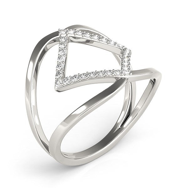 Anillo de diseño entrelazado de oro blanco de 14k con diamante (1/5 qt)