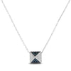14K White Gold 1/4 Cttw Treated Blue Diamond Matte Finished Pyramid Pendant Necklace (Blue Color, SI1-SI2 Clarity) - 18