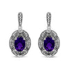 .925 Sterling Silver Diamond Accent and 8x6mm Purple Oval Amethyst Stud Earrings (I-J Color, I1-I2 Clarity)