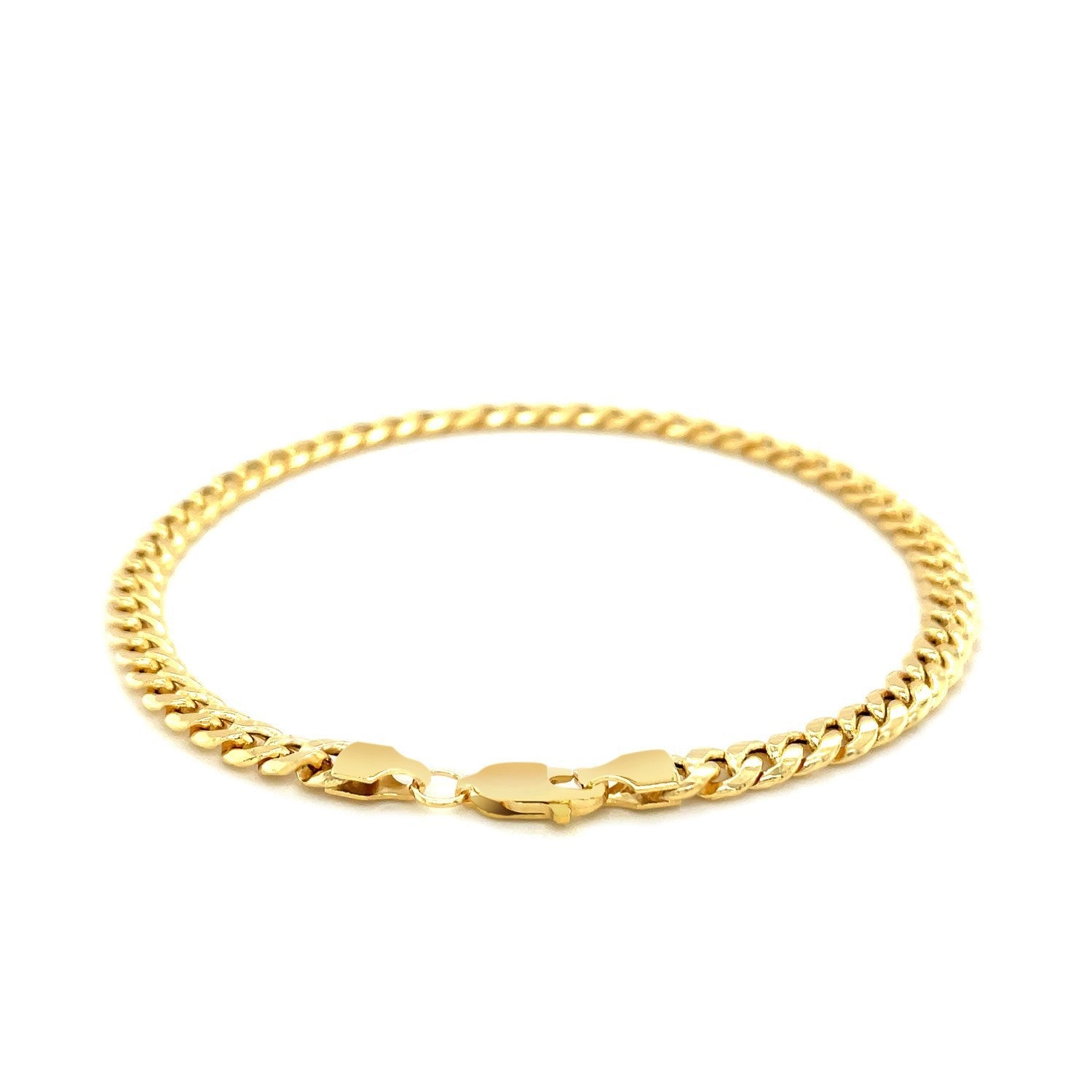 Pulsera Miami Cubana Semisólida de Oro Amarillo de 14k y 4.5mm