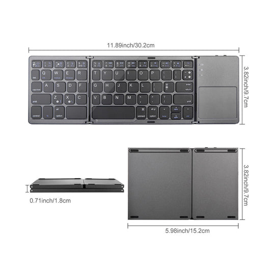 Mini Tri-fold Bluetooth Keyboard For Mobile Phone Computer Portable Wireless Thin Touch Universal