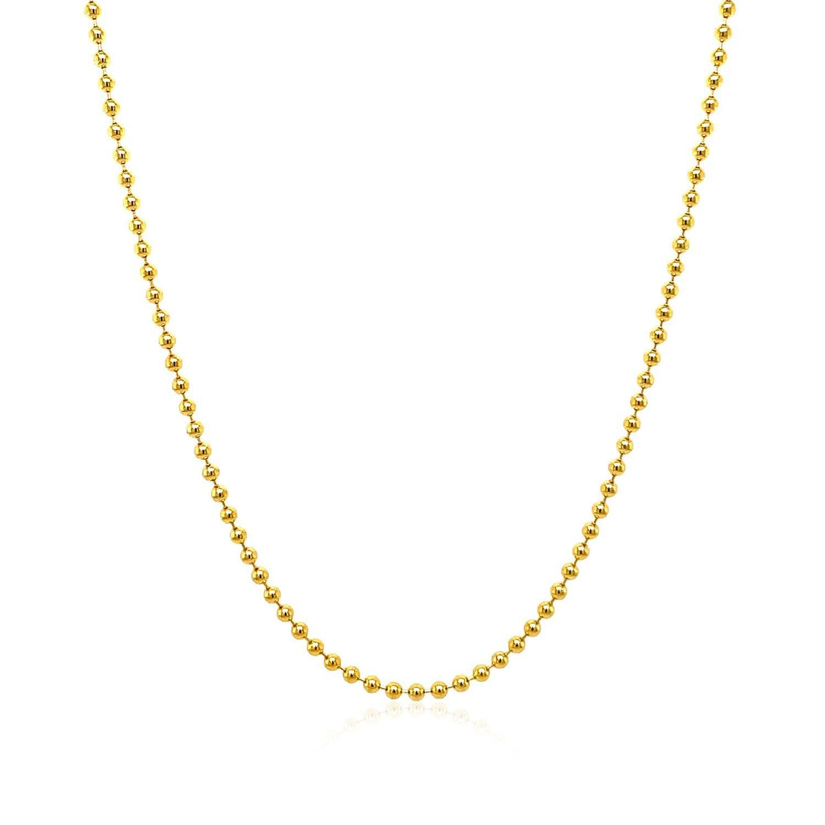 Cadena de bolas de oro amarillo de 18k de 1,5 mm (1,50 mm)