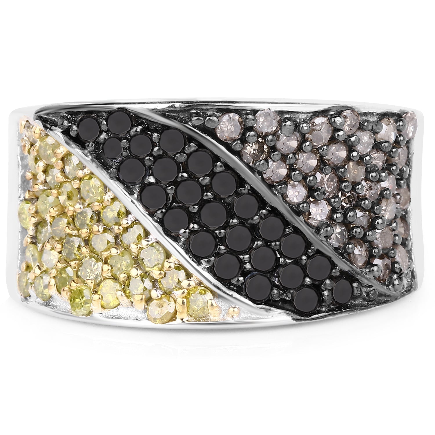 Anillo de plata de ley .925 con múltiples diamantes genuinos de 1,32 quilates