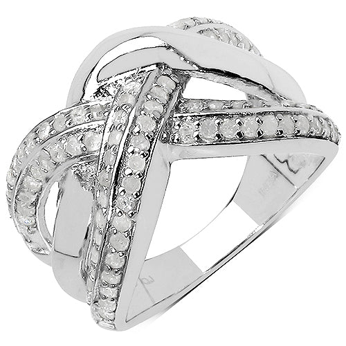 Anillo de plata de ley .925 con diamante blanco genuino de 0.55 quilates