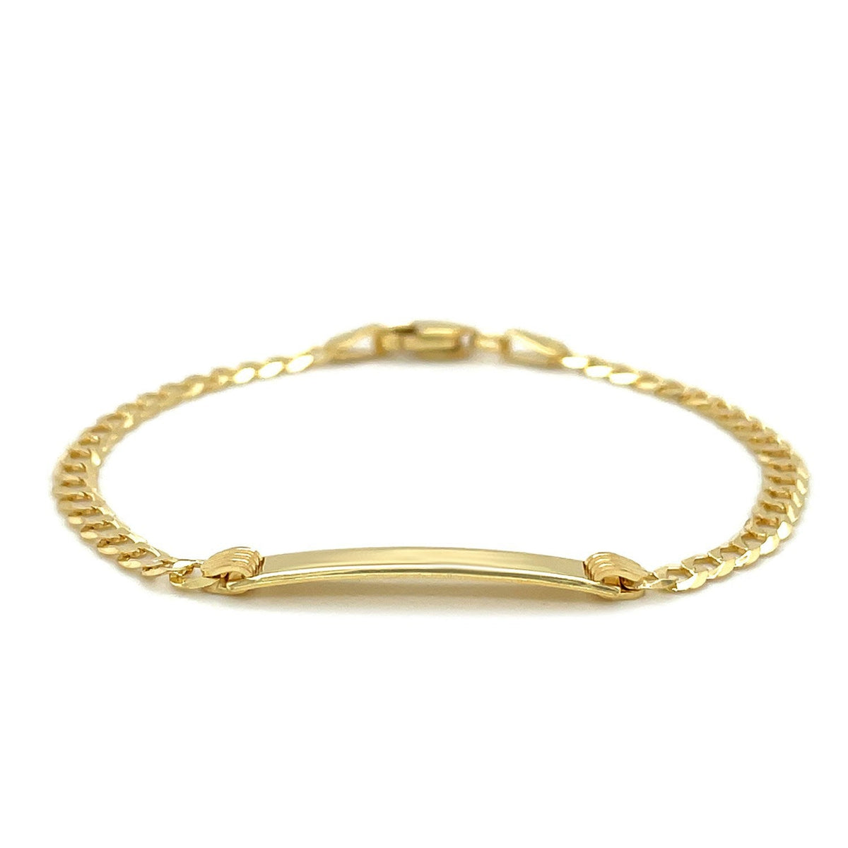 Pulsera de identificación infantil de oro amarillo de 14k estilo eslabón cubano