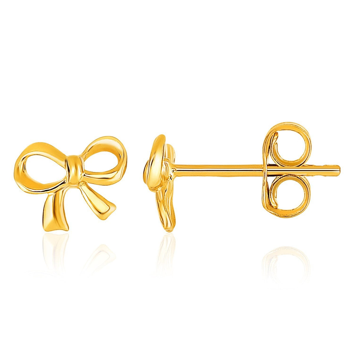 Pendientes de poste de oro amarillo de 14k estilo lazo