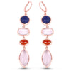 14K Rose Gold Plated 30.55 Carat Genuine Multi Stone .925 Sterling Silver Earrings