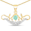 14K Yellow Gold Plated 0.62 Carat Genuine Emerald and White Topaz .925 Sterling Silver Pendant