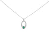 .925 Sterling Silver Created Green Emerald and White Sapphire Oval Shaped Pendant Necklace - 18