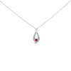 .925 Sterling Silver Created Red Ruby and White Sapphire Pear Shaped Pendant Necklace - 18