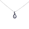 .925 Sterling Silver Created Blue and White Sapphire Teardrop Shaped Pendant Necklace - 18