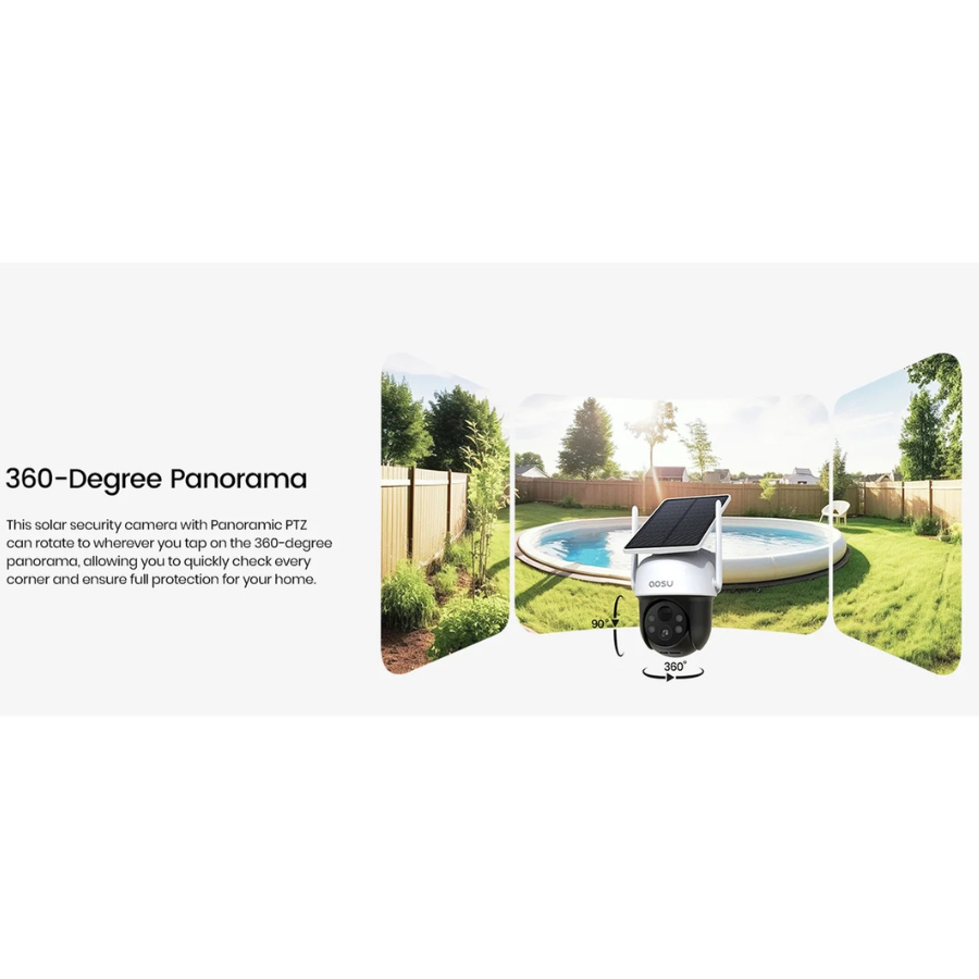 Aosu (C9C2CA11) 2K Wi-Fi Outdoor AI-Smart Solar Security Camera White (NEW)