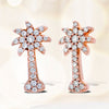 10K Rose Gold 1/4 Cttw Diamond Palm Tree Push Back Stud Earrings (H-I Color, I1-I2 Clarity)