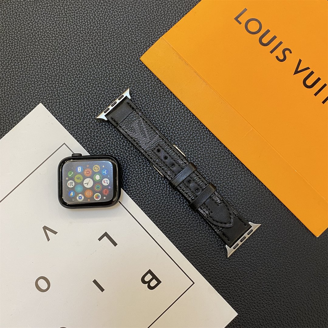 РЕМЕШОК ДЛЯ APPLE WATCH С МОНОГРАММОЙ ИЗ КОЖИ С ПРОШИВКОЙ