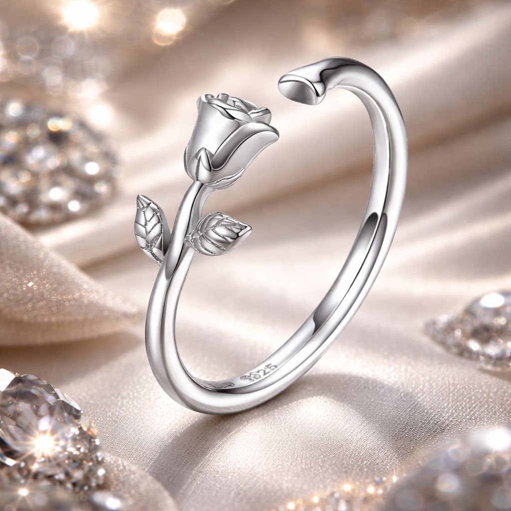 Anillo de plata de ley 925 chapado en platino para mujer