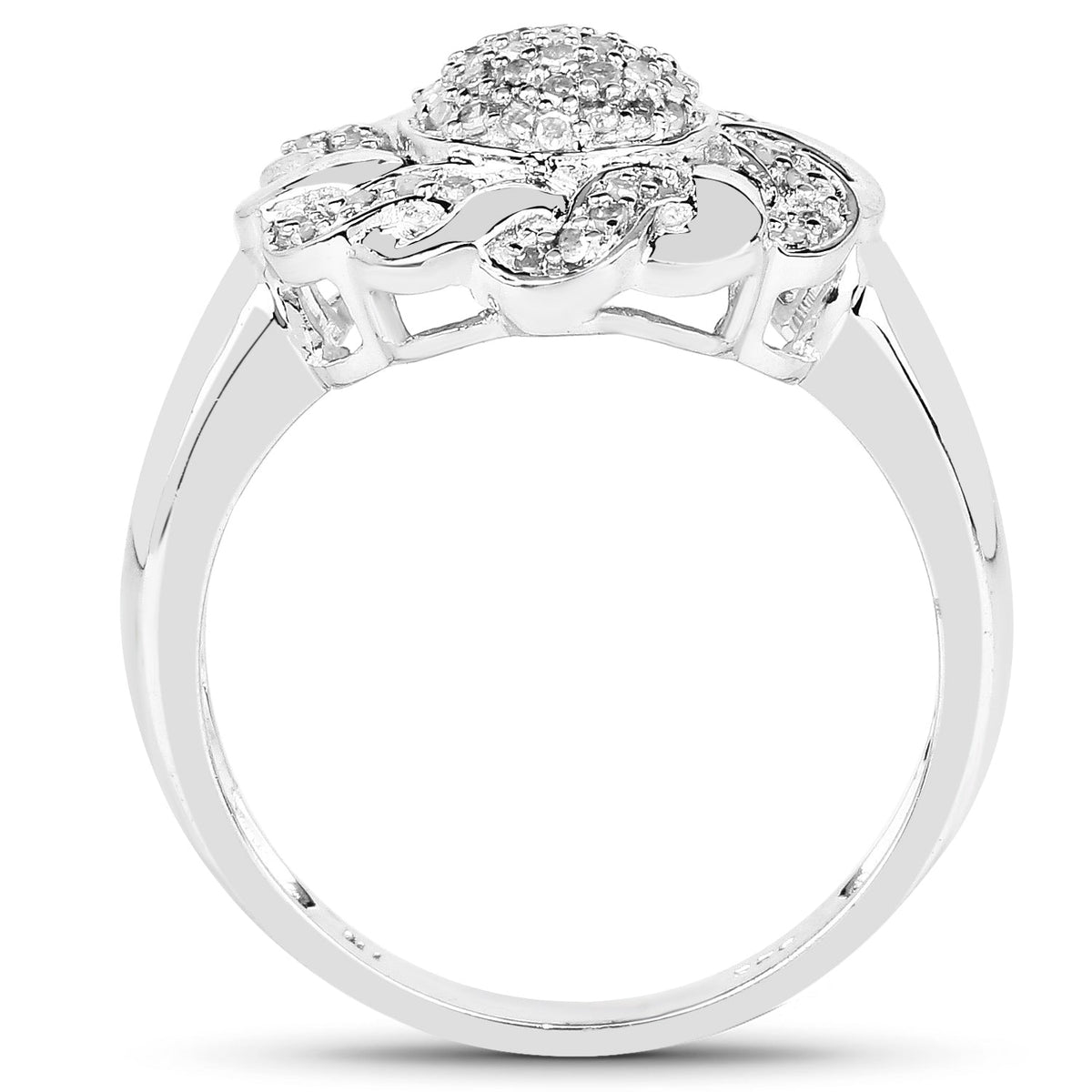 Anillo de plata de ley .925 chapado en oro amarillo de 14 quilates con diamantes blancos genuinos de 0.28 quilates