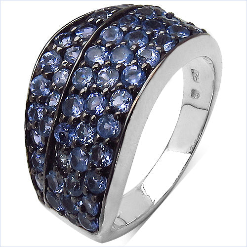Anillo de plata de ley .925 con tanzanita auténtica de 1,68 quilates