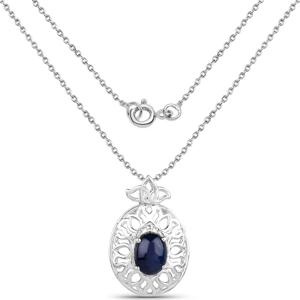 4.50 Carat Genuine Blue Sapphire .925 Sterling Silver Pendant