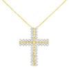 10K Yellow Gold 4.0 Cttw Diamond Two Row Cross 18