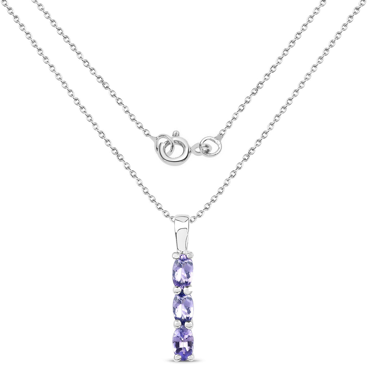 0.75 Carat Genuine Tanzanite .925 Sterling Silver Pendant - image 2 of 4