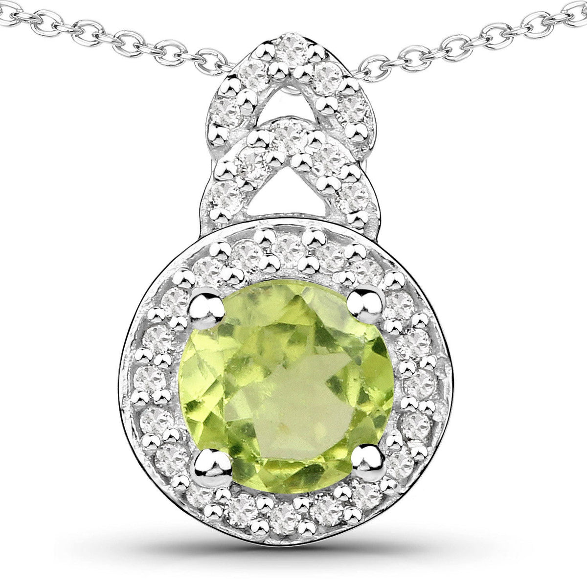 Juego de joyas de plata de ley .925 con peridoto auténtico de 2,68 quilates y topacio blanco