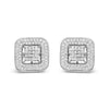 10K White Gold 1.0 Cttw Round and Princess Cut Diamond Composite Open Halo Stud Earrings (H-I Color, SI1-SI2 Clarity)