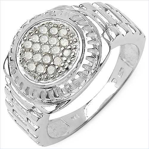 Anillo de plata de ley .925 con diamante blanco genuino de 0,20 quilates