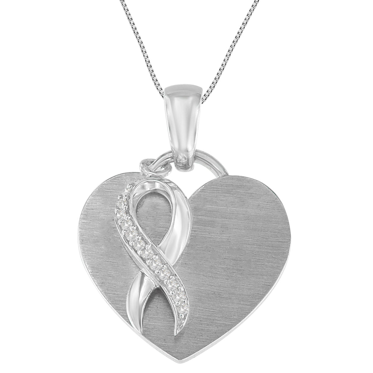 Collar con colgante de corazón de plata esterlina .925 con diamante de 1/10 cttw (H-I, I1-I2)