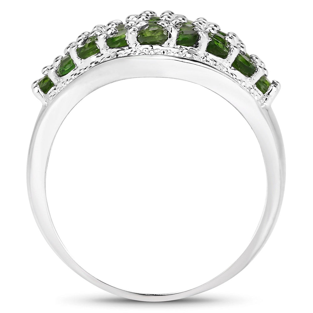 2.41 Carat Genuine Chrome Diopside and White Topaz .925 Sterling Silver Ring