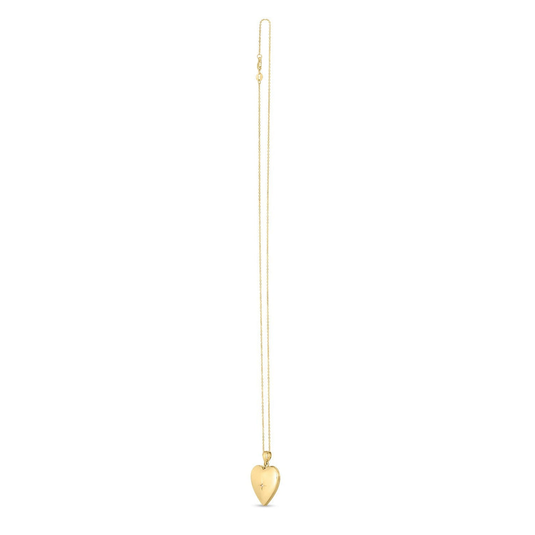14k Yellow Gold Diamond Heart Locket Necklace