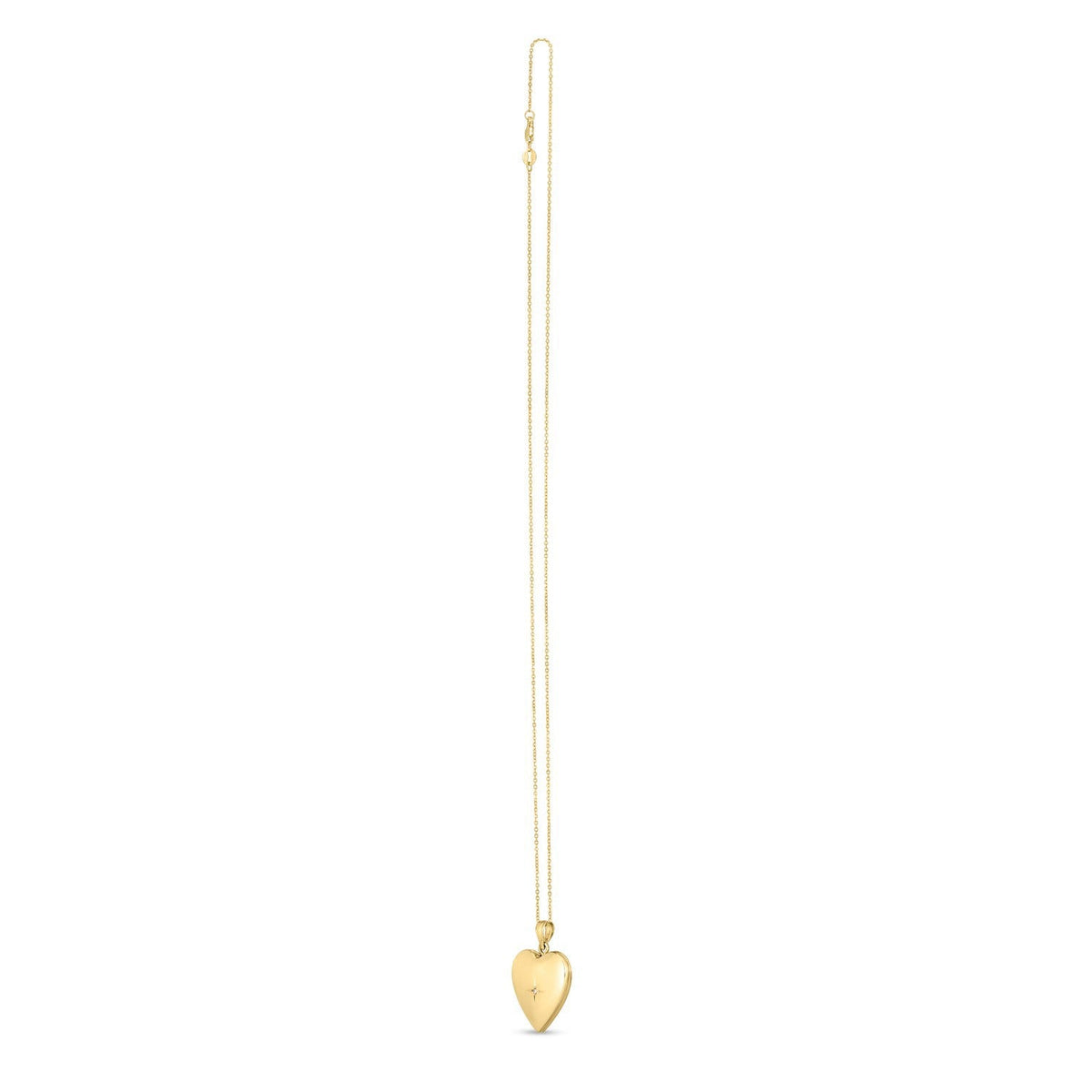 Collar con medallón de oro amarillo de 14k y diamantes con forma de corazón