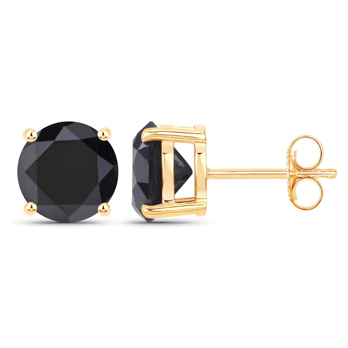 Pendientes de oro amarillo de 14K con diamante negro genuino de 4,91 quilates